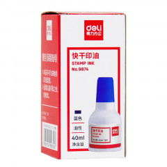 得力（deli） 9874快干清洁印油40ml蓝色 （单位：瓶）